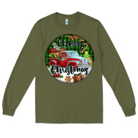 Army Green Merry Christmas Truck Long Sleeve Tee - FaDigitalArtStudio