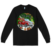 Black Merry Christmas Truck Long Sleeve Tee - FaDigitalArtStudio