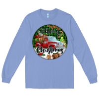 Colony Blue Merry Christmas Truck Long Sleeve Tee - FaDigitalArtStudio
