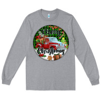 Heather Grey Merry Christmas Truck Long Sleeve Tee - FaDigitalArtStudio