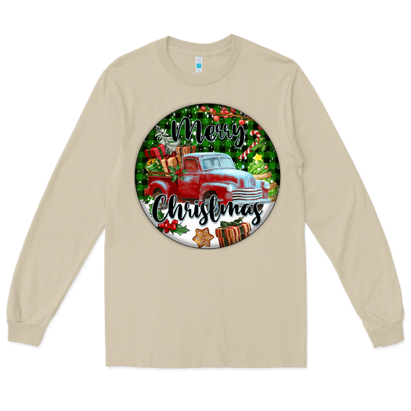 Merry Christmas Truck Long Sleeve Tee by FaDigitalArtStudio | Teevron