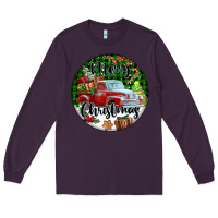 Plum Merry Christmas Truck Long Sleeve Tee - FaDigitalArtStudio