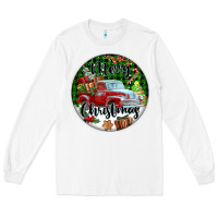 White Merry Christmas Truck Long Sleeve Tee - FaDigitalArtStudio