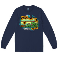 Navy Kansas map sunflower catus serape Long Sleeve Tee - RanaPortraitStore