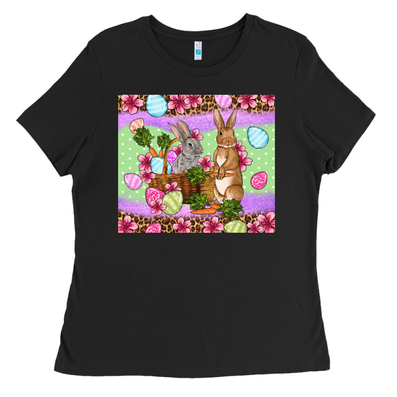 Easter Eggs Bunnys Basket Ladies Tee by OliviaCreatesArt | Teevron
