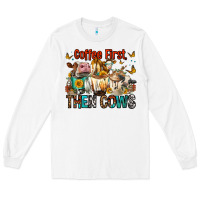 White Coffee First Then Cows Long Sleeve Tee - FaDigitalArtStudio