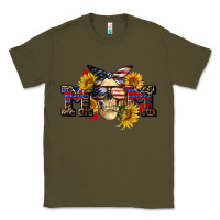 Army Green american mom skull Classic Tee - CowGirlArtShop