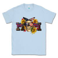 Dusty Blue american mom skull Classic Tee - CowGirlArtShop