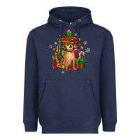 Navy Chihuahua Christmas Heavyweight Hoodie - JahusDesignShop
