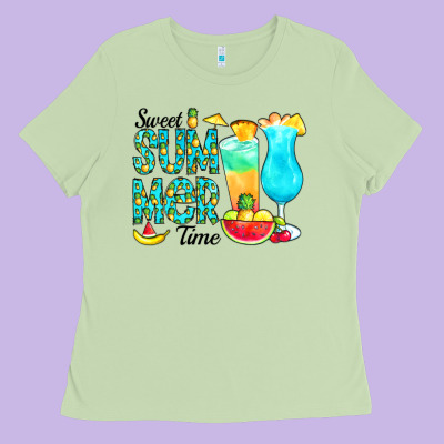 Sweet Summer Time Pineapple Ladies Tee Designed By Cowcowdesign