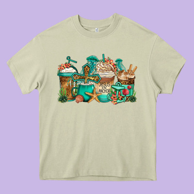 Jesus Is My Anchor Coffee Cups Heavy Core Tee Designed By Jasminsmagicworld