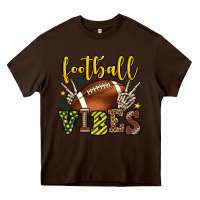 Chocolate Brown Football vibes yellow and green team color Heavy Core Tee - HowdyJamesFarm