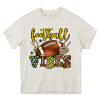 Cream Football vibes yellow and green team color Heavy Core Tee - HowdyJamesFarm