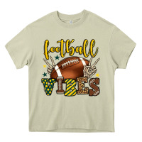 Football Vibes Yellow And Green Team Color Heavy Core Tee | Teevron