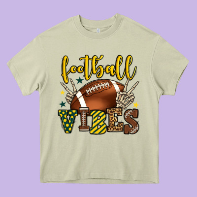 Football Vibes Yellow And Green Team Color Heavy Core Tee Designed By Howdyjamesfarm