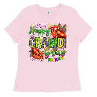 Bubblegum Pink happy crawdi gras olivia Ladies Tee - OliviaCreatesArt
