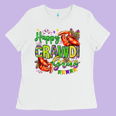 Happy Crawdi Gras Olivia Ladies Tee Designed By Oliviacreatesart