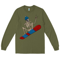 Army Green skeleton snowboard Long Sleeve Tee - FaDigitalArtStudio