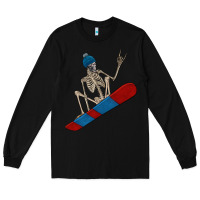 Black skeleton snowboard Long Sleeve Tee - FaDigitalArtStudio