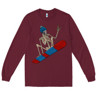 Burgundy skeleton snowboard Long Sleeve Tee - FaDigitalArtStudio