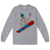 Heather Grey skeleton snowboard Long Sleeve Tee - FaDigitalArtStudio