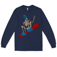 Navy skeleton snowboard Long Sleeve Tee - FaDigitalArtStudio