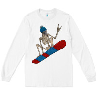 White skeleton snowboard Long Sleeve Tee - FaDigitalArtStudio