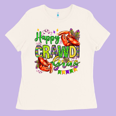 Happy Crawdi Gras Olivia Ladies Tee Designed By Oliviacreatesart