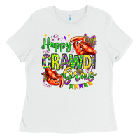 White happy crawdi gras olivia Ladies Tee - OliviaCreatesArt