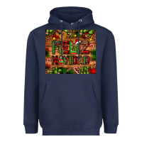 Navy feliz navidad Christmas cactus leopard Heavyweight Hoodie - JahusDesignShop