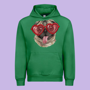 Pug With Love Glasses Urban Hoodie Designed By Ranaportraitstore