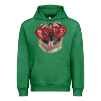 Emerald Pug with love glasses Urban Hoodie - RanaPortraitStore