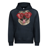 Navy Pug with love glasses Urban Hoodie - RanaPortraitStore