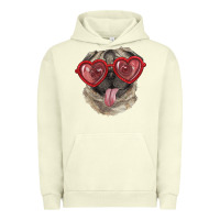 Pigment Pistachio Pug with love glasses Urban Hoodie - RanaPortraitStore