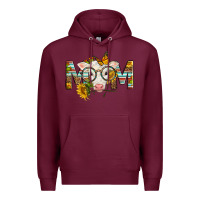 Burgundy Western Baby Calf Mom With Sunflower Premium Hoodie - LillyAllenDesigns