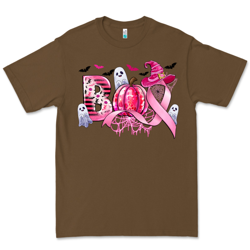 Boo Pink Pumpkin Witch Breast Cancer Premium Tee by CowGirlArtShop | Teevron