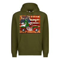 Army Green christmas truck with american flag Premium Hoodie - Jasminsmagicworld