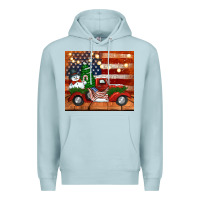 Blue Mist christmas truck with american flag Premium Hoodie - Jasminsmagicworld