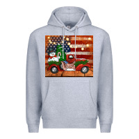 Heather Grey christmas truck with american flag Premium Hoodie - Jasminsmagicworld