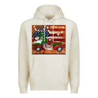 Oatmeal Heather christmas truck with american flag Premium Hoodie - Jasminsmagicworld