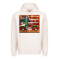 Pale Pink christmas truck with american flag Premium Hoodie - Jasminsmagicworld