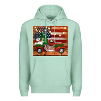 Seafoam christmas truck with american flag Premium Hoodie - Jasminsmagicworld