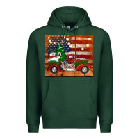 Sports Green christmas truck with american flag Premium Hoodie - Jasminsmagicworld