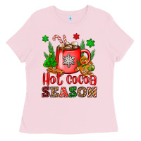 Bubblegum Pink hot cocoa season Ladies Tee - OliviaCreatesArt