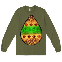 Army Green halloween pumpkin teardrop Long Sleeve Tee - BundleAndBundleShop