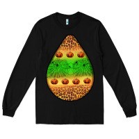 Black halloween pumpkin teardrop Long Sleeve Tee - BundleAndBundleShop