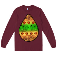 Burgundy halloween pumpkin teardrop Long Sleeve Tee - BundleAndBundleShop