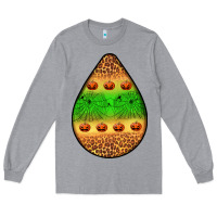 Heather Grey halloween pumpkin teardrop Long Sleeve Tee - BundleAndBundleShop
