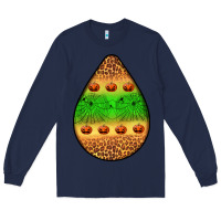 Navy halloween pumpkin teardrop Long Sleeve Tee - BundleAndBundleShop