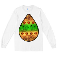 White halloween pumpkin teardrop Long Sleeve Tee - BundleAndBundleShop